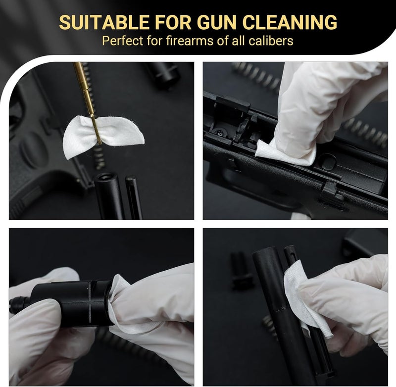 PINGMIC Thick Gun Cleaning Patches, Gun Cleaning Pads with Storage Box Gun Cleaning Cloth Round Gun Cleaner 9mm Cleaning Patches for Firearms Fit for .22 .380 .308 .357 .45 Caliber Gun Cleaning Wipes - Image 3